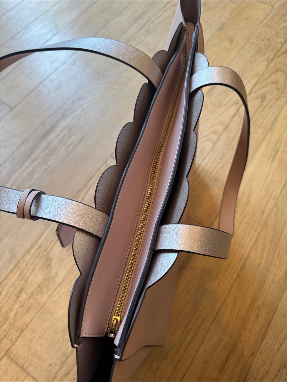 kate spade pale pink scallop-edge leather tote - Picture 9 of 13